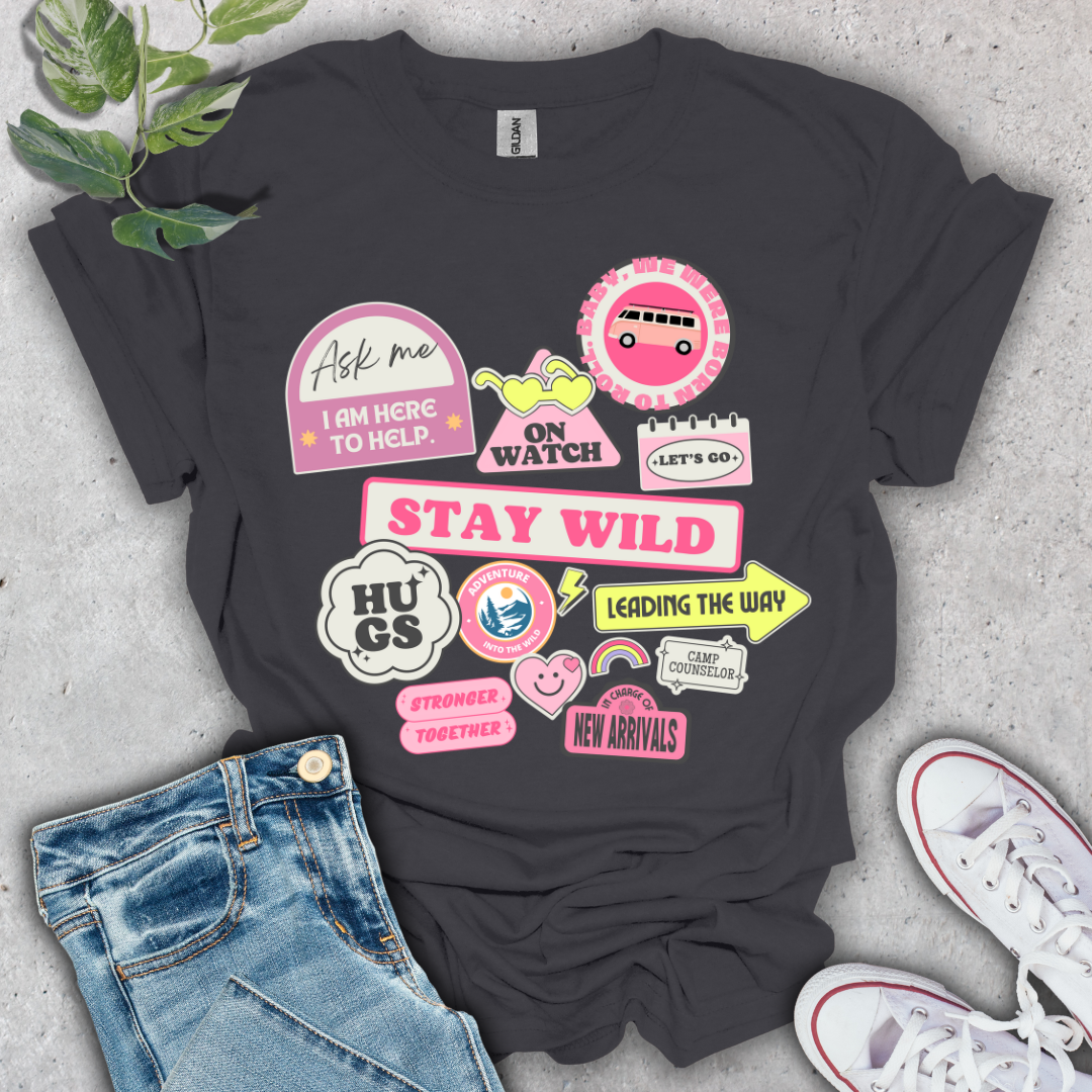 Stay Wild Camping Stickers T-Shirt