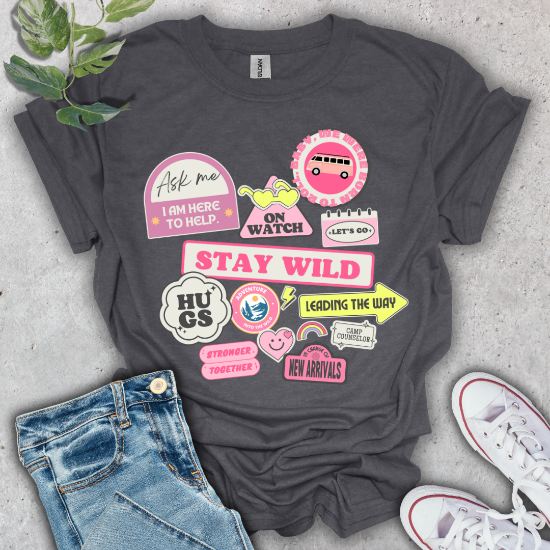 Stay Wild Camping Stickers T-Shirt