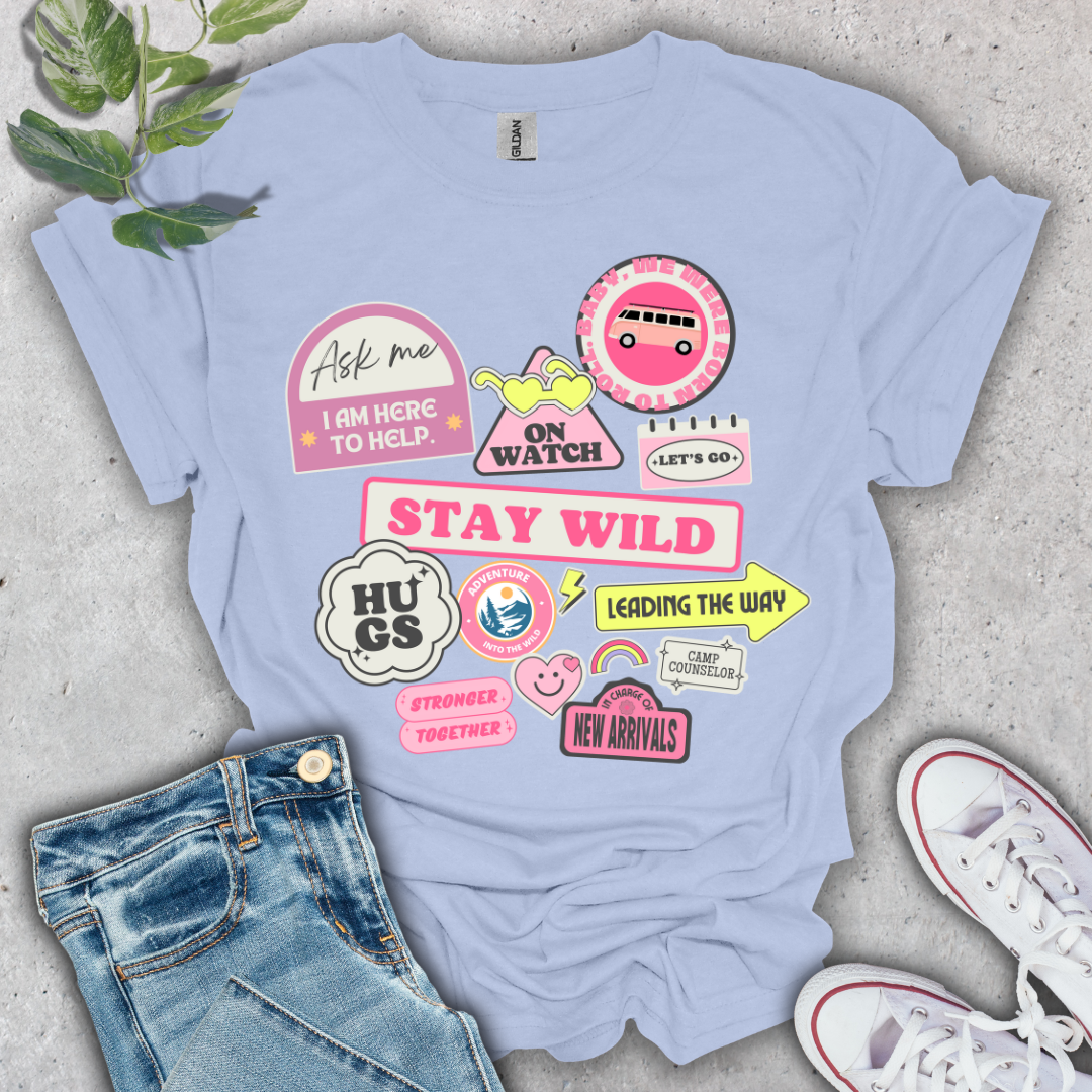 Stay Wild Camping Stickers T-Shirt