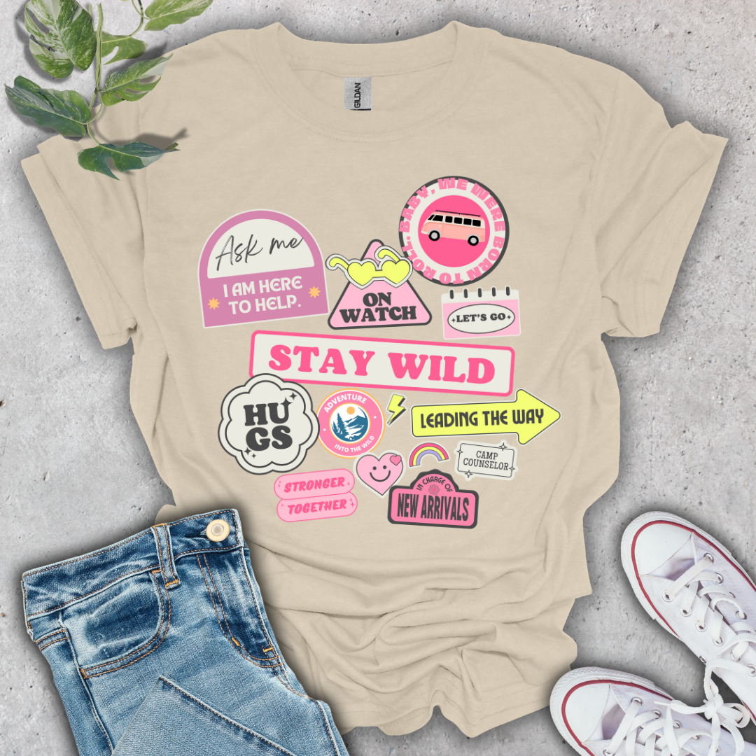 Stay Wild Camping Stickers T-Shirt
