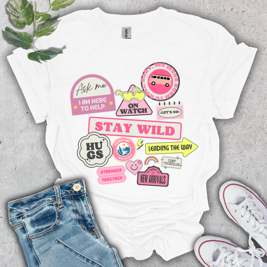 Stay Wild Camping Stickers T-Shirt