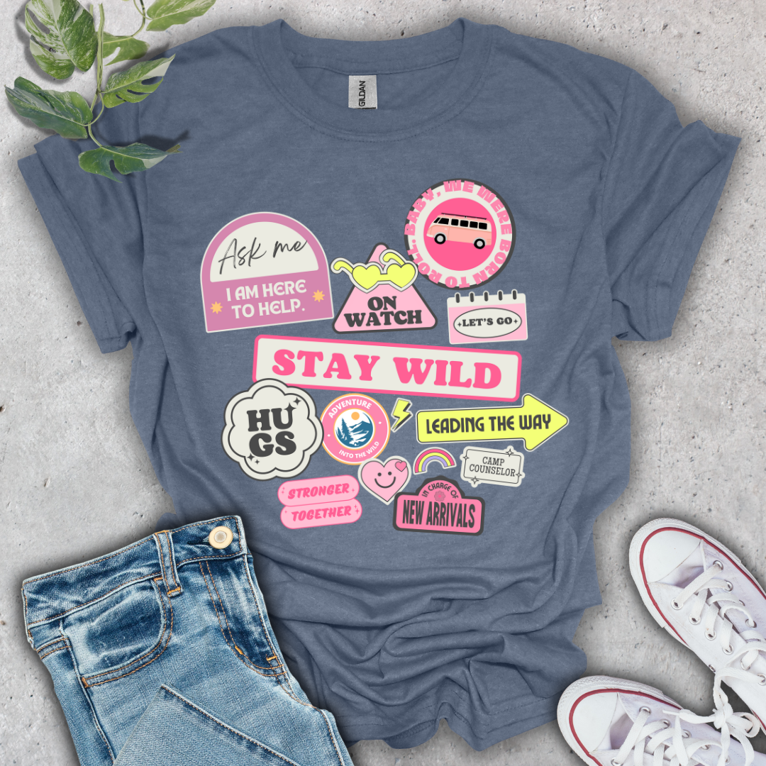 Stay Wild Camping Stickers T-Shirt
