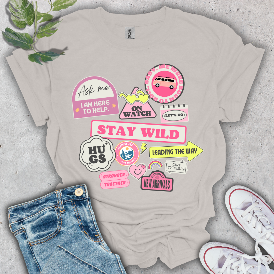 Stay Wild Camping Stickers T-Shirt