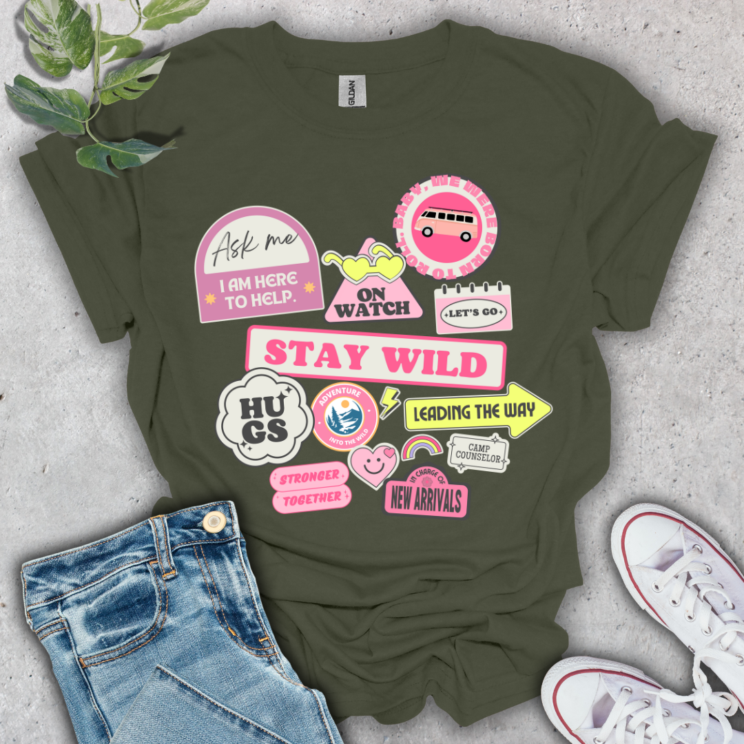 Stay Wild Camping Stickers T-Shirt