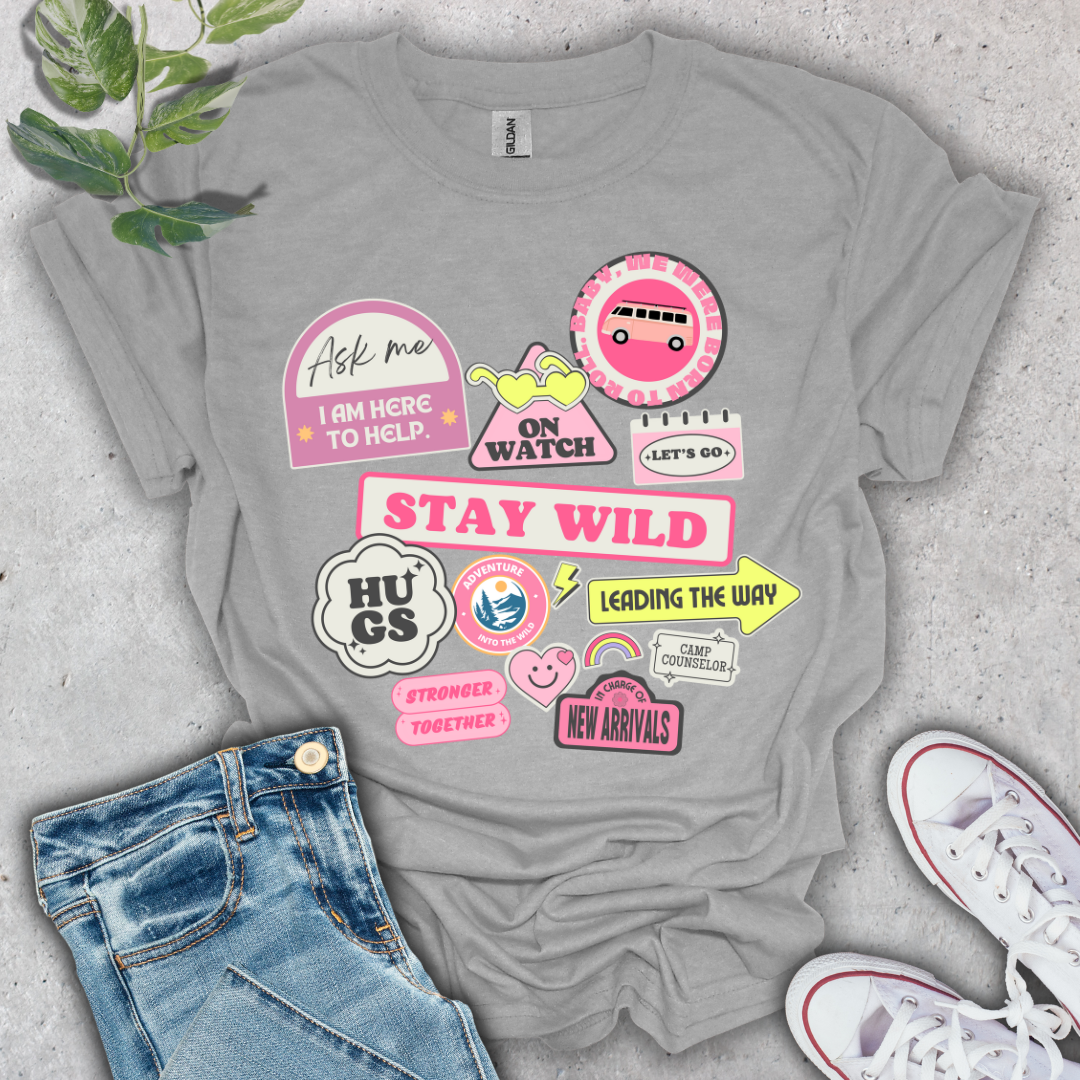 Stay Wild Camping Stickers T-Shirt