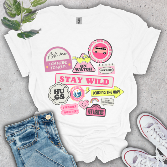 Stay Wild Camping Stickers T-Shirt